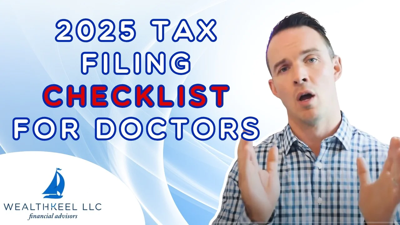 You get my 2025 tax filing checklist for doctors, track W-2s, 1099s, bank 1099-INT, Roth, QCDs, and know extensions don't extend payment.